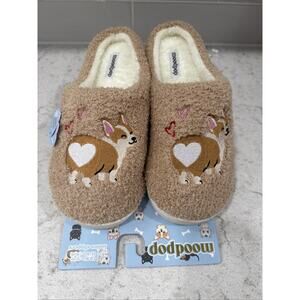 CORGI Ladies LG 9/10 Memory Foam Hood Back Slippers House Shoes Faux Fur Lining